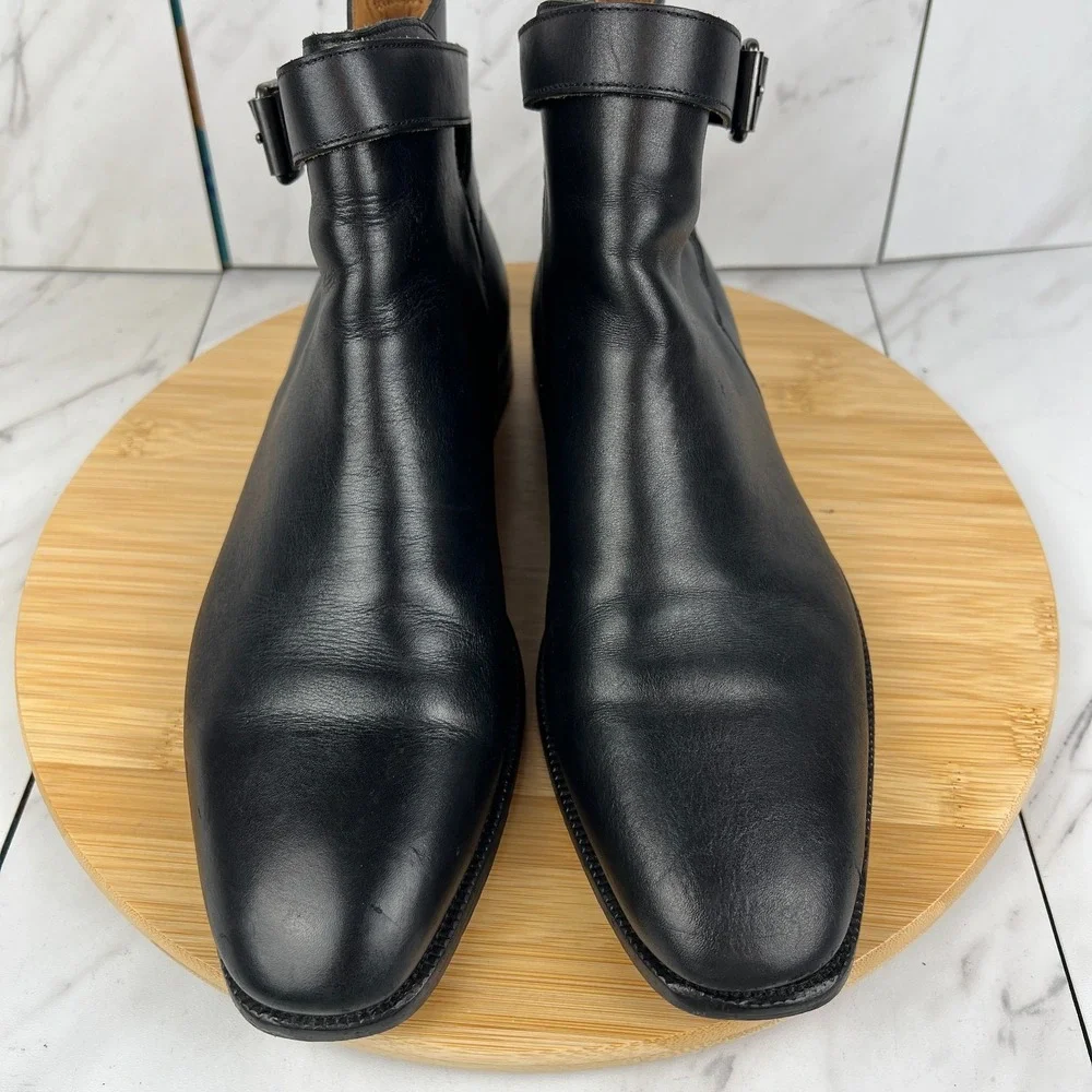 Polo Ralph Lauren Mens Size 9 D Black Leather Jodhpur Buckle Boots Shoes